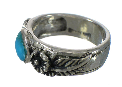 Southwest Turquoise Sterling Silver Flower Ring Size 5-1/2 YX90661